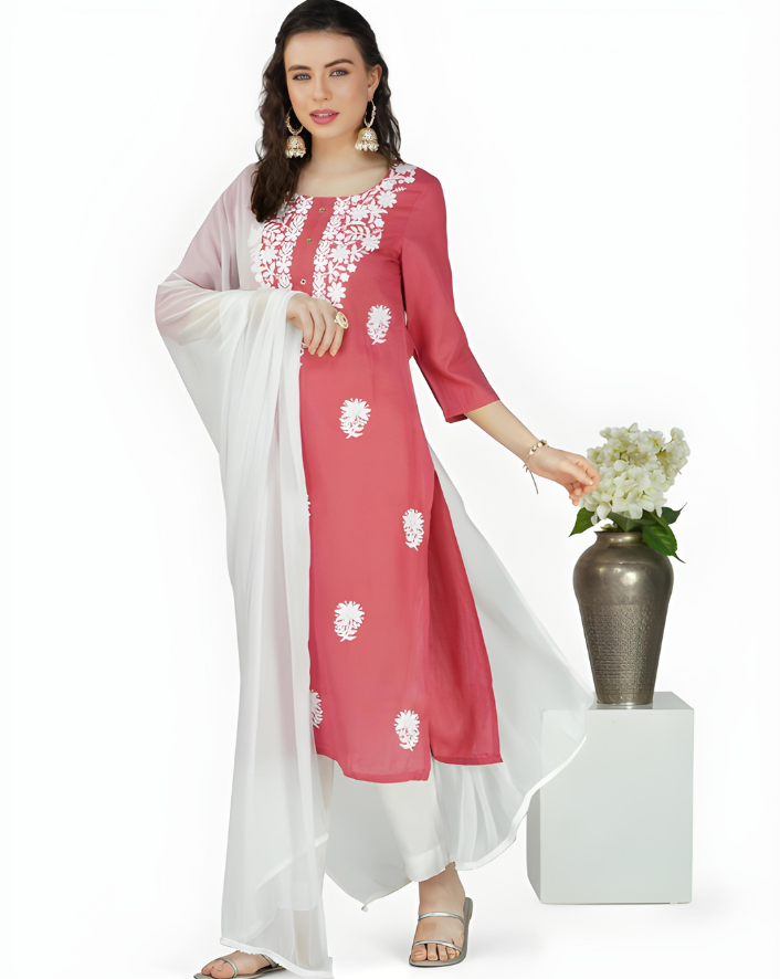 Stiched Lucknow Chikankari Stylish Kurti