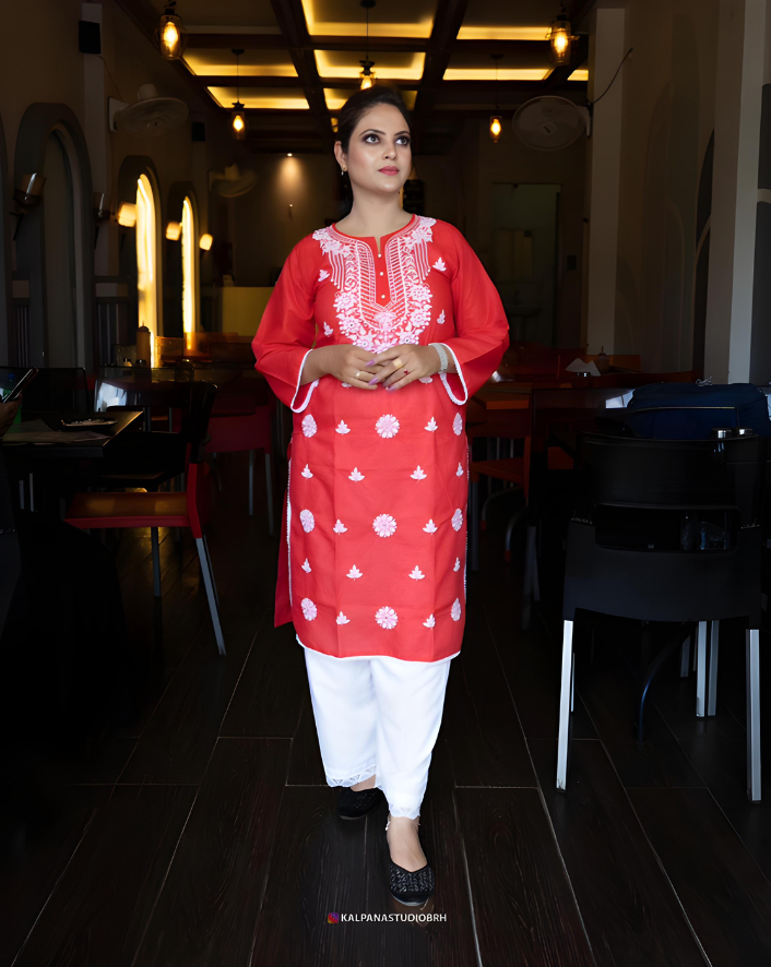 Stiched Lucknow Chikankari Traditional Kurti